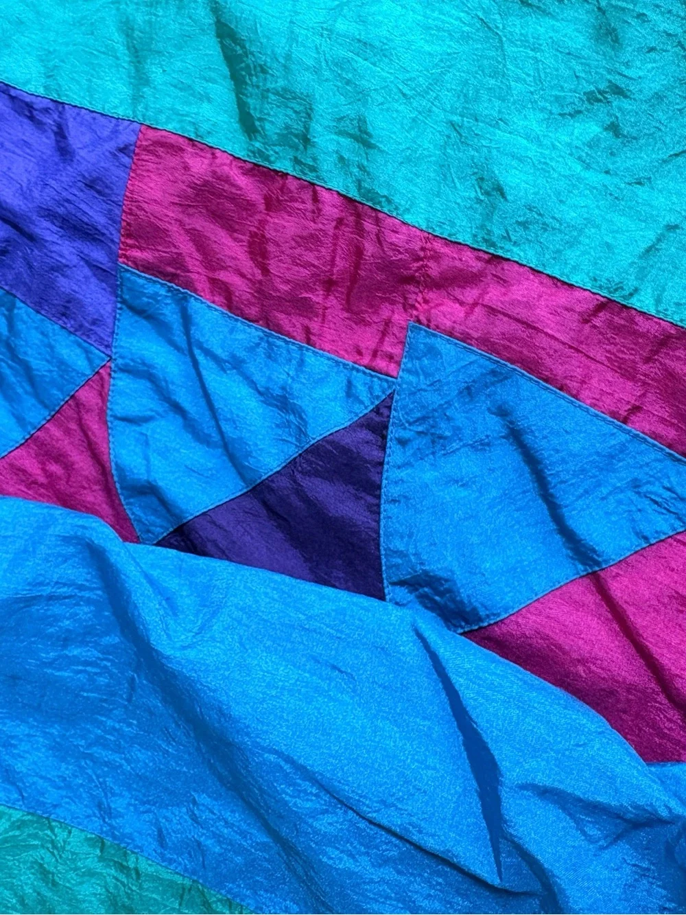 Adult' Colorblock Windbreaker Jacket in Green & Purple 1993 Small - READ